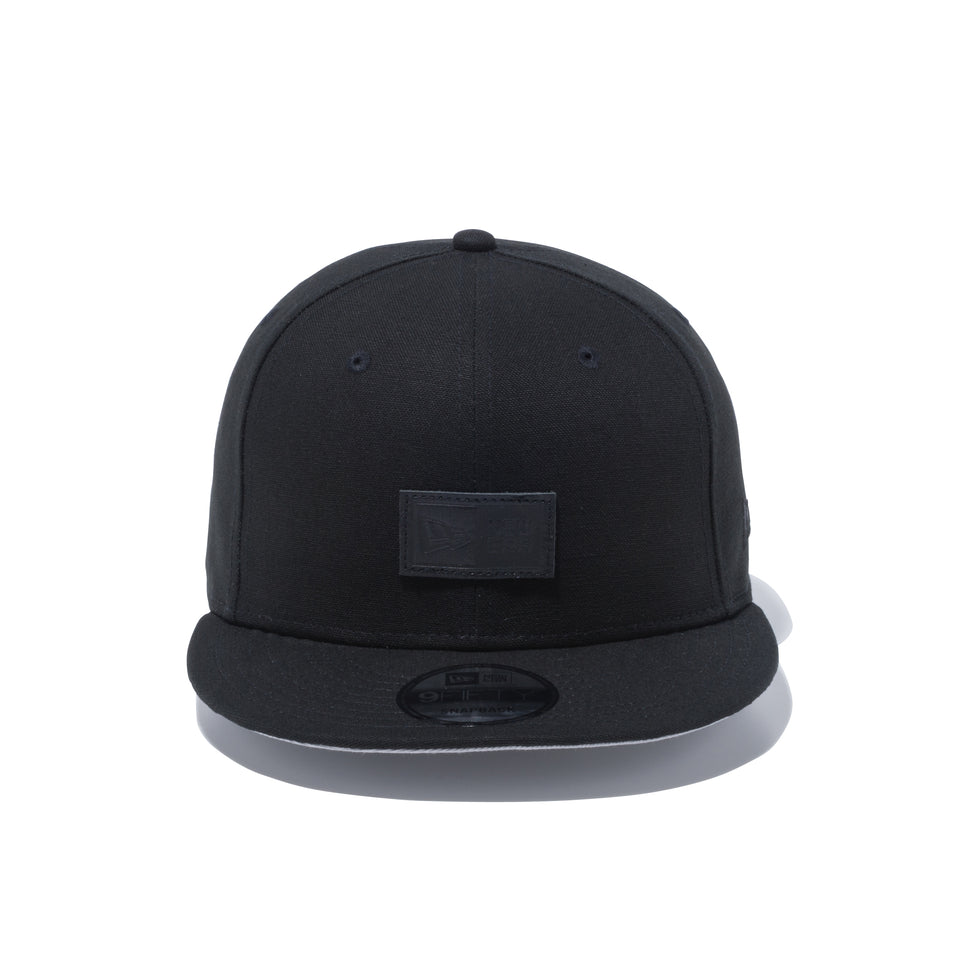 9FIFTY ダックキャンバス レザーパッチ ボックスロゴ ブラック × ブラック
