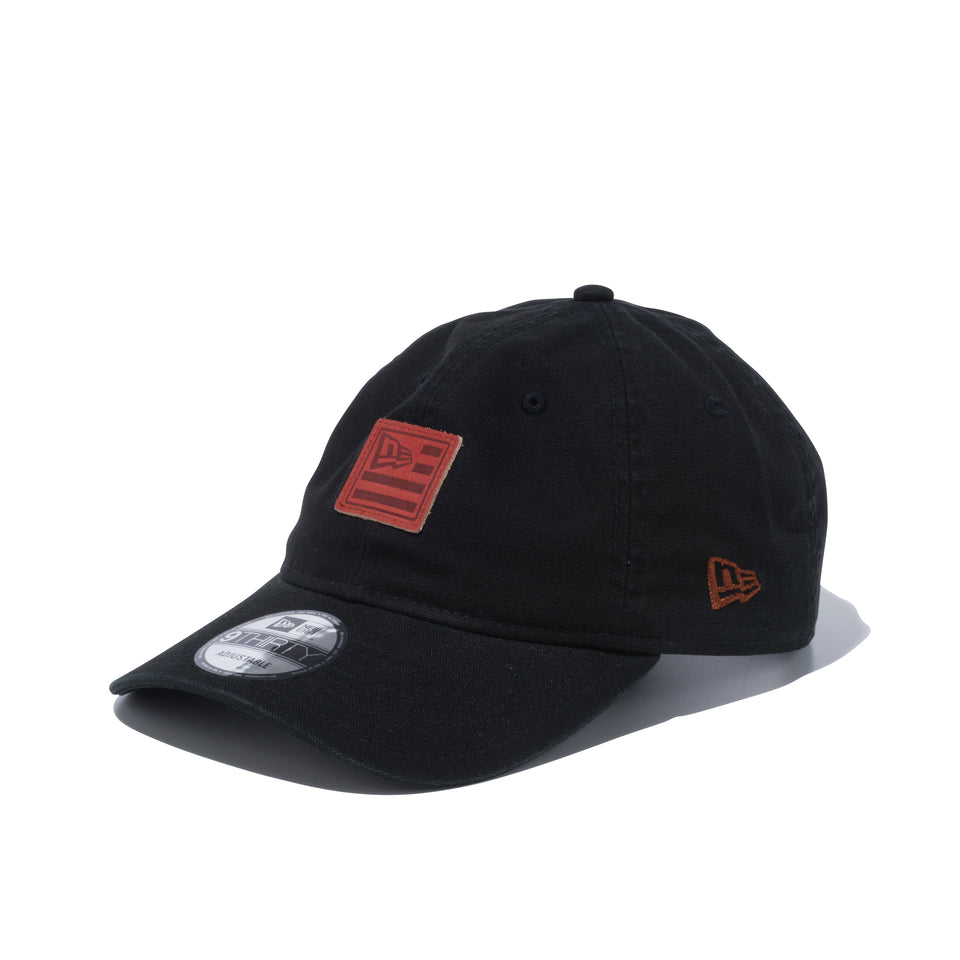 9THIRTY ダックキャンバス レザーパッチ フラッグロゴ ブラック × ブラウン