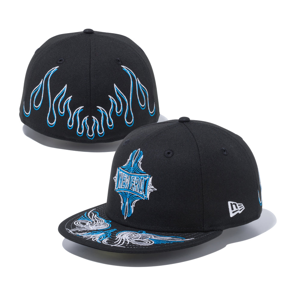 59FIFTY ピンストライプ NEW ERA ブラック × カリフォルニアブルー