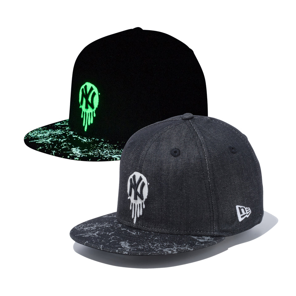 Youth 9FIFTY ニューヨーク・ヤンキース スプラッシュペイント グローインザダーク ブラックデニム