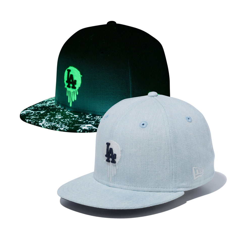 Youth 9FIFTY ロサンゼルス・ドジャース スプラッシュペイント グローインザダーク ウォッシュドデニム