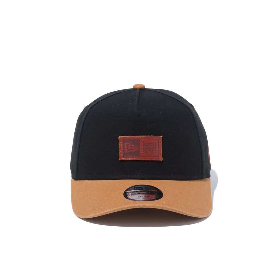 Youth 9FORTY A-Frame ダックキャンバス レザーパッチ ブラック タンバイザー