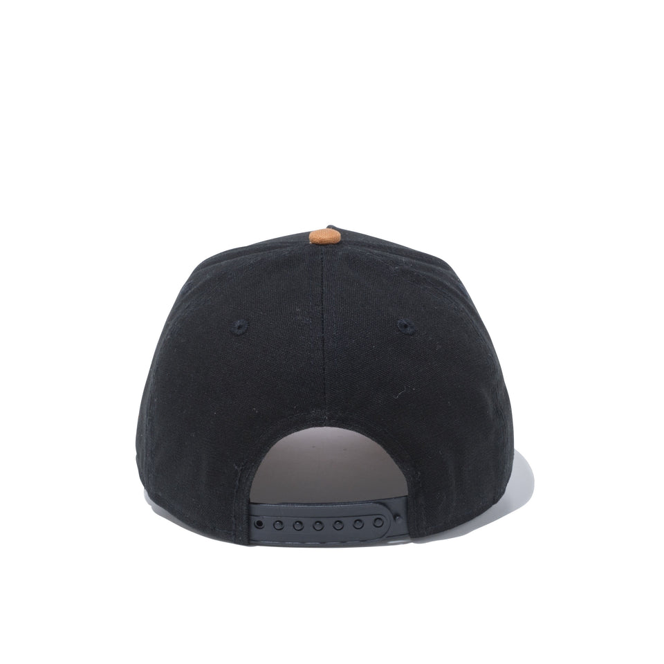 Youth 9FORTY A-Frame ダックキャンバス レザーパッチ ブラック タンバイザー