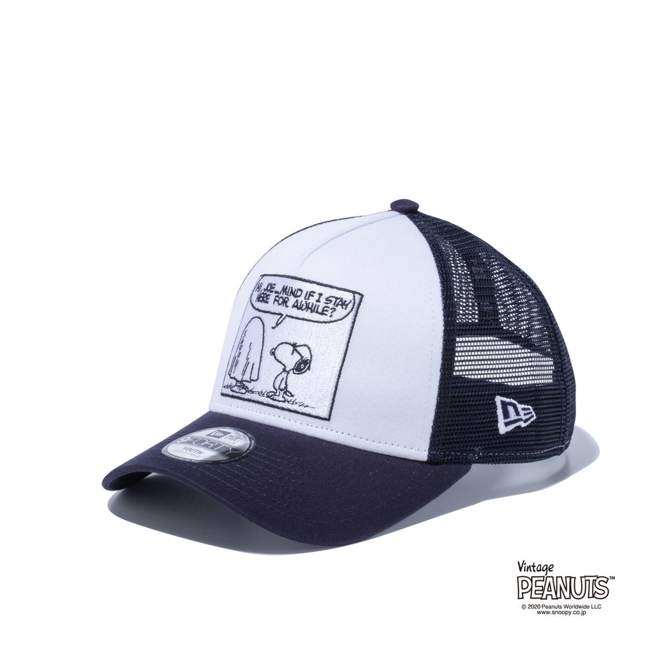 Youth 9FORTY A-Frame トラッカー PEANUTS ピーナッツ ジョー・クール ホワイト ネイビーメッシュ