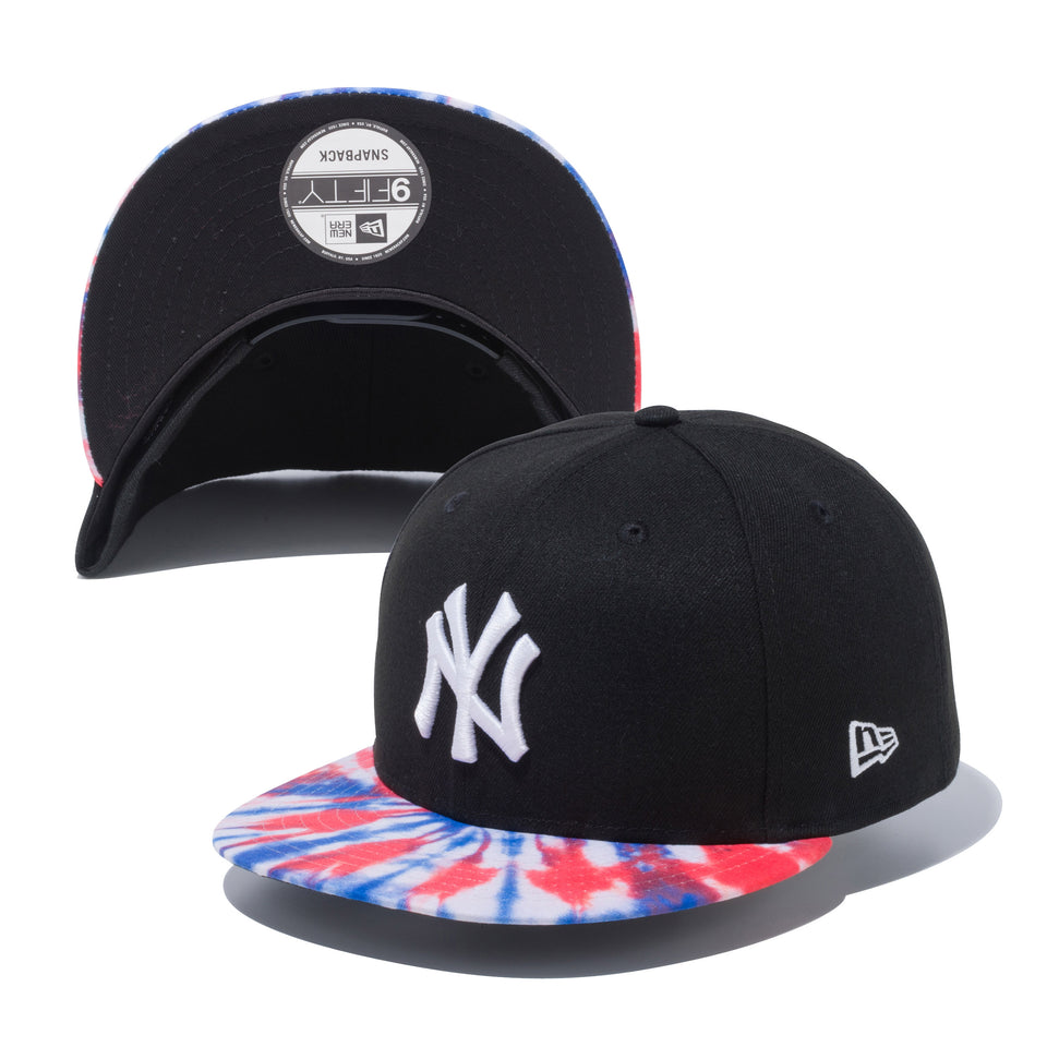 9FIFTY ニューヨーク・ヤンキース タイダイ ブラック トリコロールバイザー