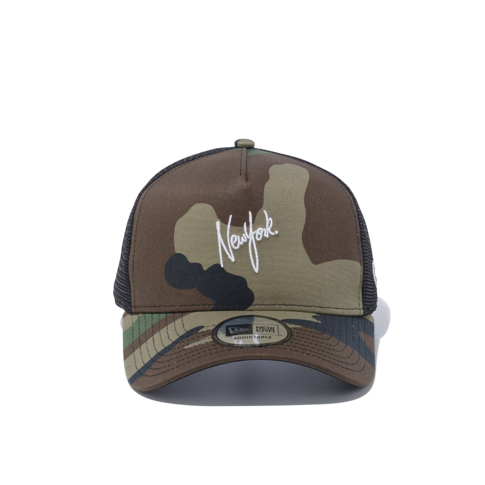 9FORTY A-Frame トラッカー ハンドリトゥン シティネーム NewYork ウッドランドカモ | NEW ERA ニューエラ公式オンラインストア