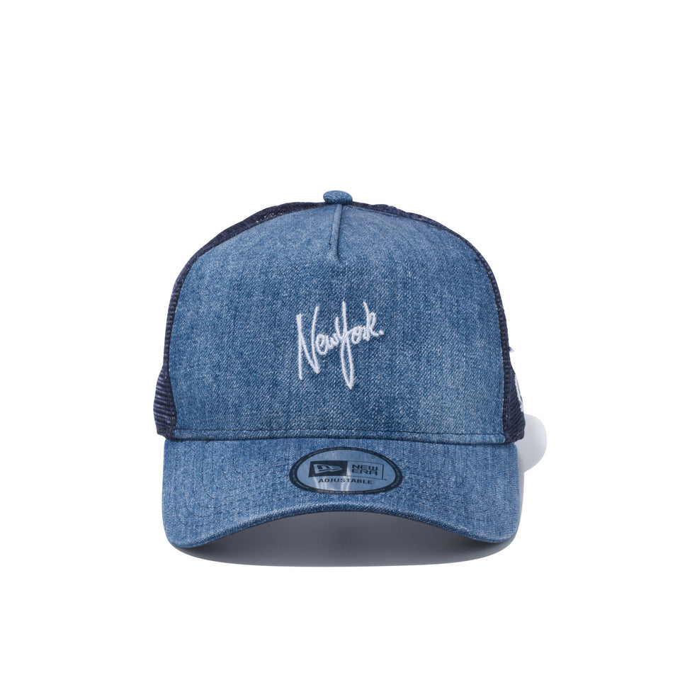 9FORTY A-Frame トラッカー ハンドリトゥン シティネーム NewYork ウォッシュドデニム | NEW ERA ニューエラ公式オンラインストア