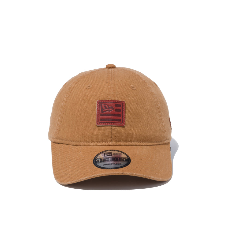 9THIRTY ダックキャンバス レザーパッチ フラッグロゴ タン × ブラウン