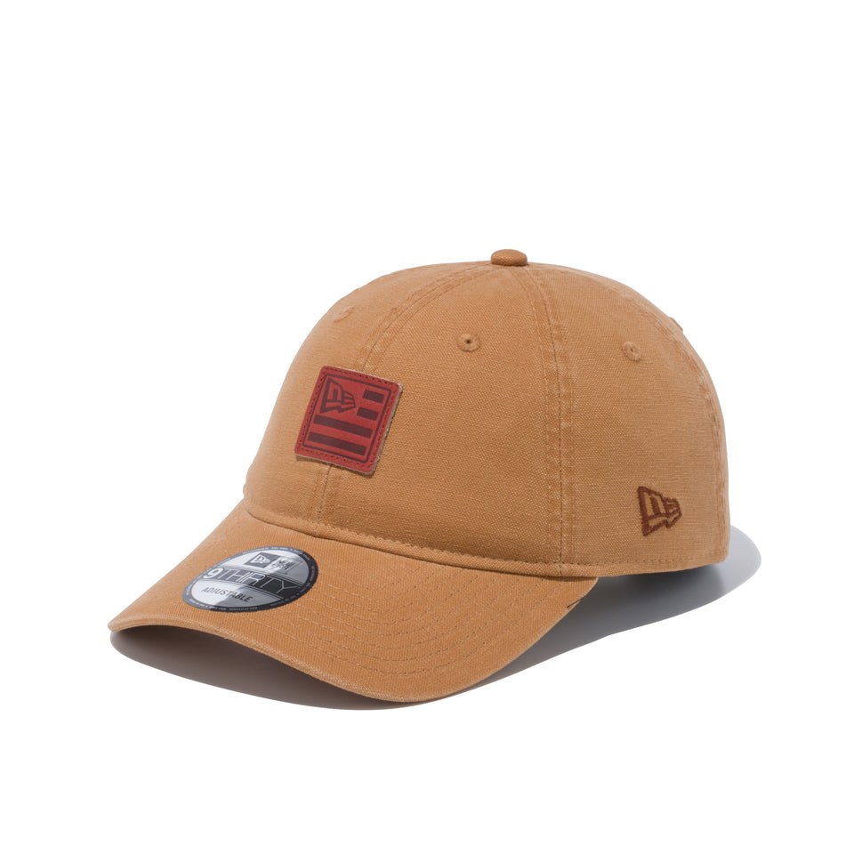 9THIRTY ダックキャンバス レザーパッチ フラッグロゴ タン × ブラウン