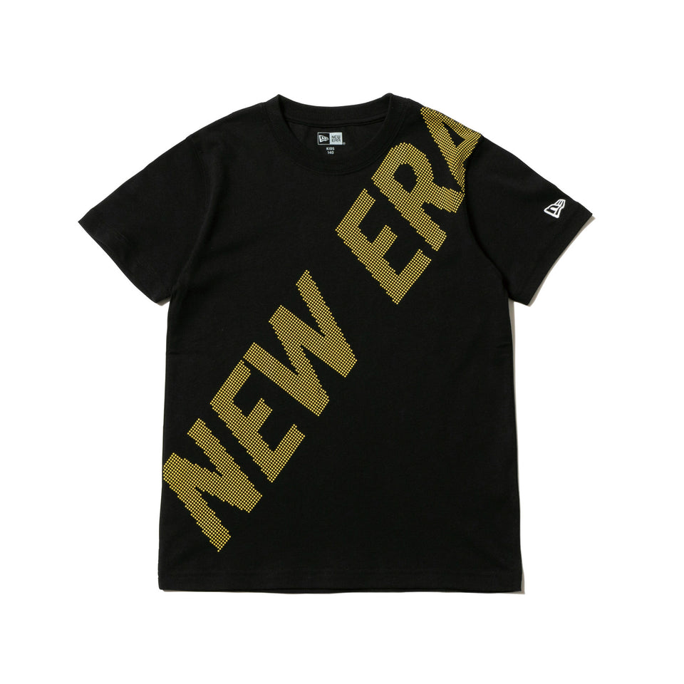 Youth 半袖 コットン Tシャツ ズームアップドットニューエラ ブラック × イエロー