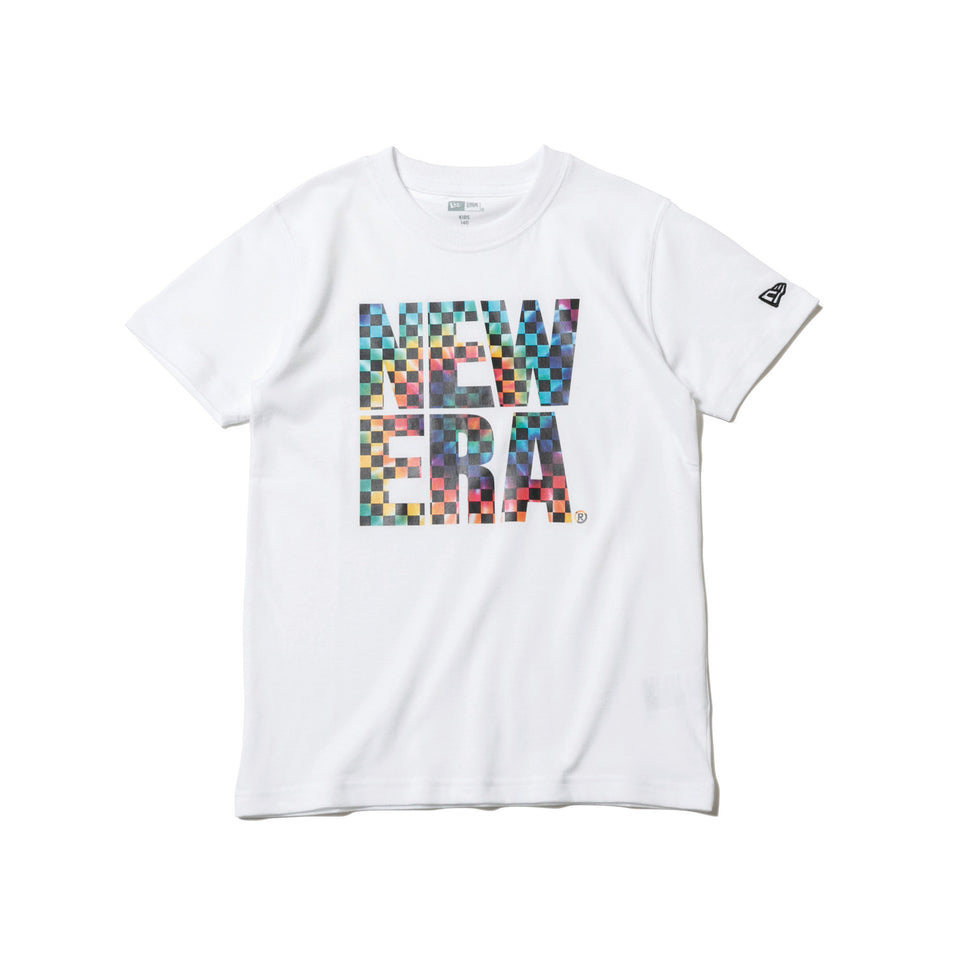 Youth 半袖 コットン Tシャツ タイダイチェッカー スクエアニューエラロゴ ホワイト