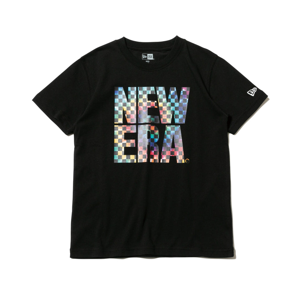 Youth 半袖 コットン Tシャツ タイダイチェッカー スクエアニューエラロゴ ブラック