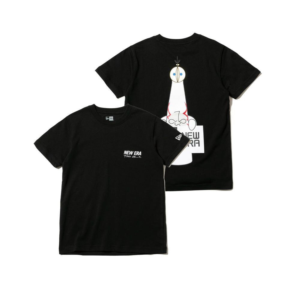 Child 半袖 コットン Tシャツ Taro Okamoto 岡本太郎 太陽の塔 ボックスロゴ ブラック