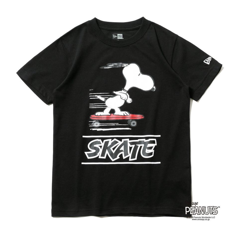 Youth 半袖 コットン Tシャツ PEANUTS ピーナッツ スヌーピー スケートボード ブラック