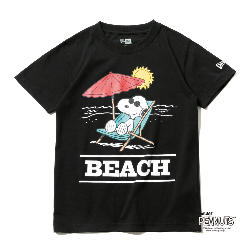 Youth 半袖 コットン Tシャツ PEANUTS ピーナッツ ジョー・クール ビーチ ブラック