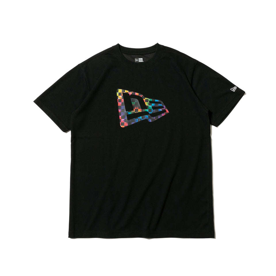 半袖 パフォーマンス Tシャツ タイダイチェッカー フラッグロゴ ブラック