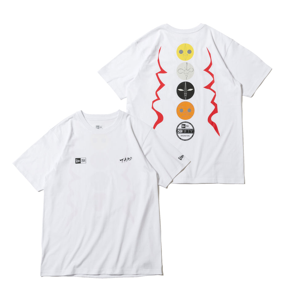 半袖 コットン Tシャツ Taro Okamoto 岡本太郎 太陽の塔 マルチ ホワイト リラックスフィット