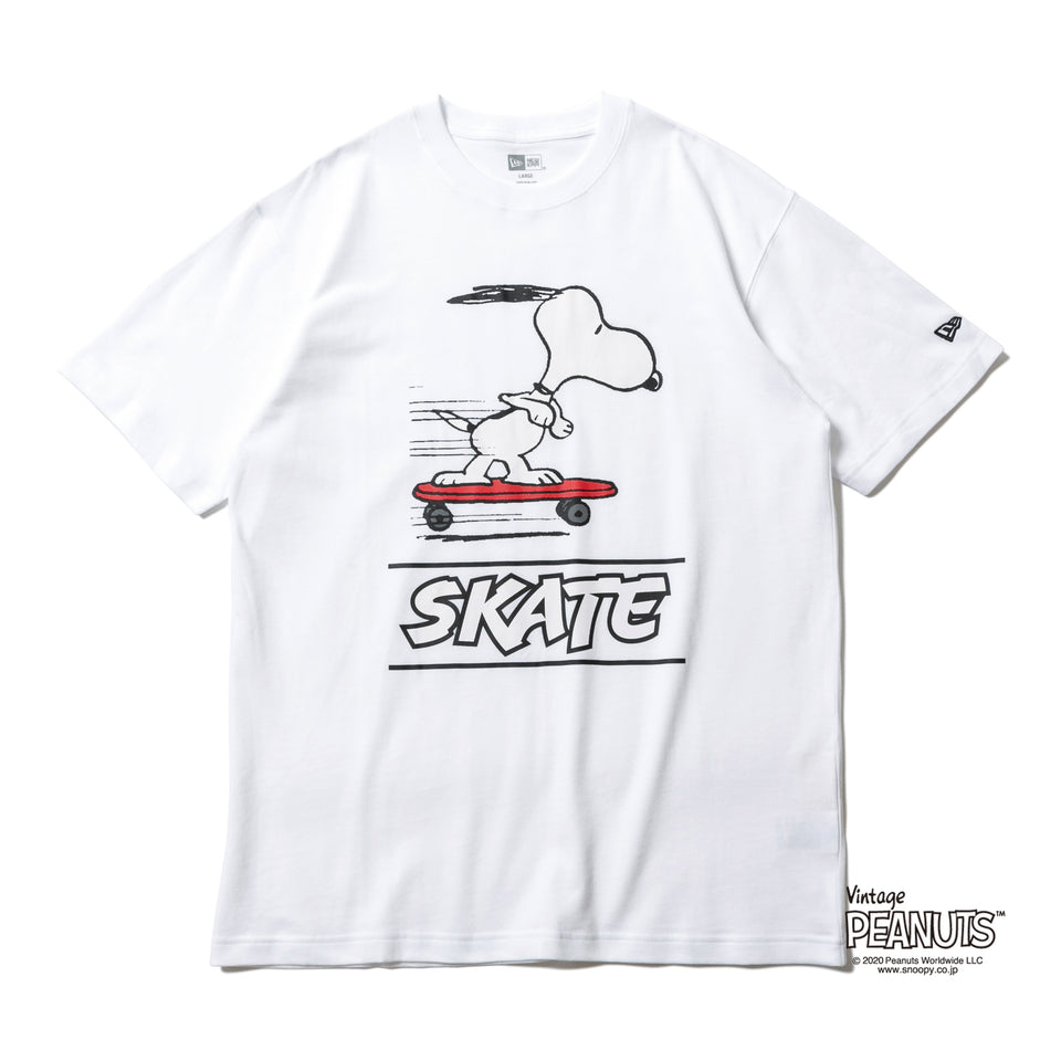 半袖 コットン Tシャツ PEANUTS ピーナッツ スヌーピー スケートボード ホワイト レギュラーフィット