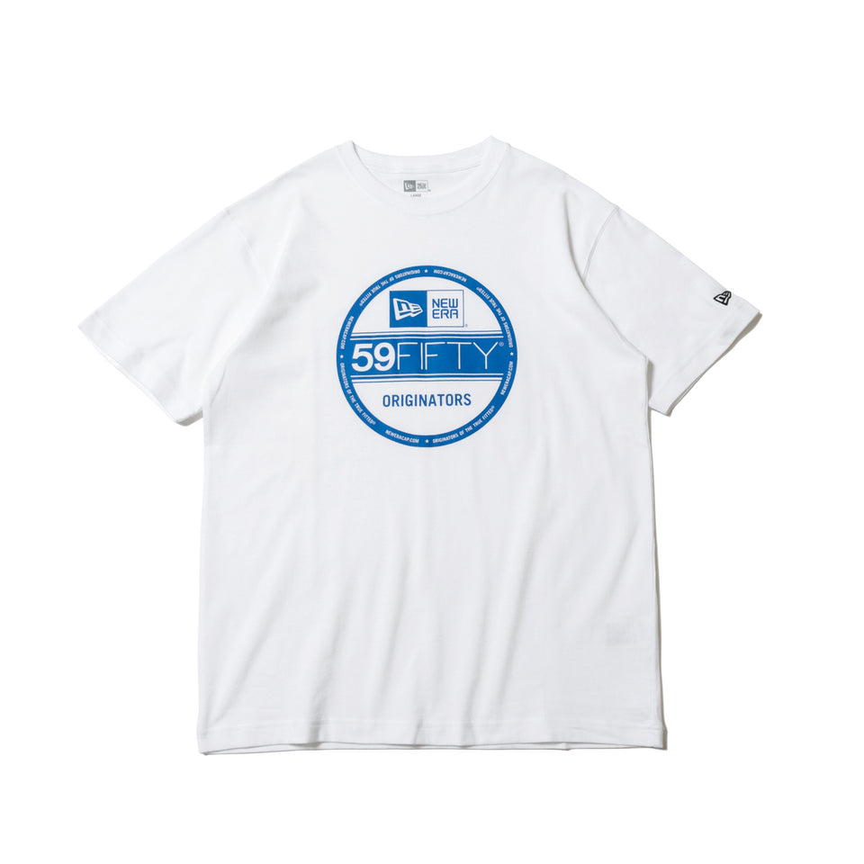 半袖 コットン Tシャツ バイザーステッカー ホワイト × ブルー レギュラーフィット