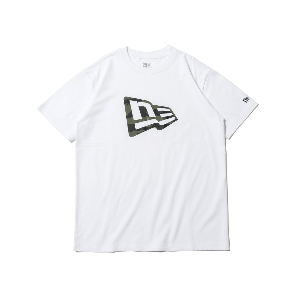 半袖 コットン Tシャツ タイガーストライプカモ フラッグロゴ ホワイト レギュラーフィット