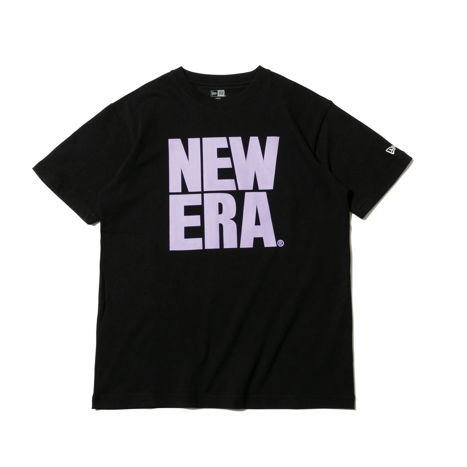 半袖 コットン Tシャツ スクエアニューエラ ブラック × ライトパープル レギュラーフィット