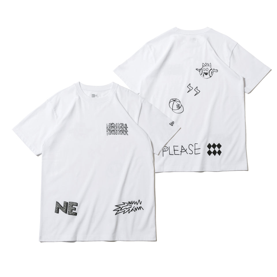 半袖 コットン Tシャツ オールオーバー マルチロゴ ホワイト レギュラーフィット | NEW ERA ニューエラ公式オンラインストア