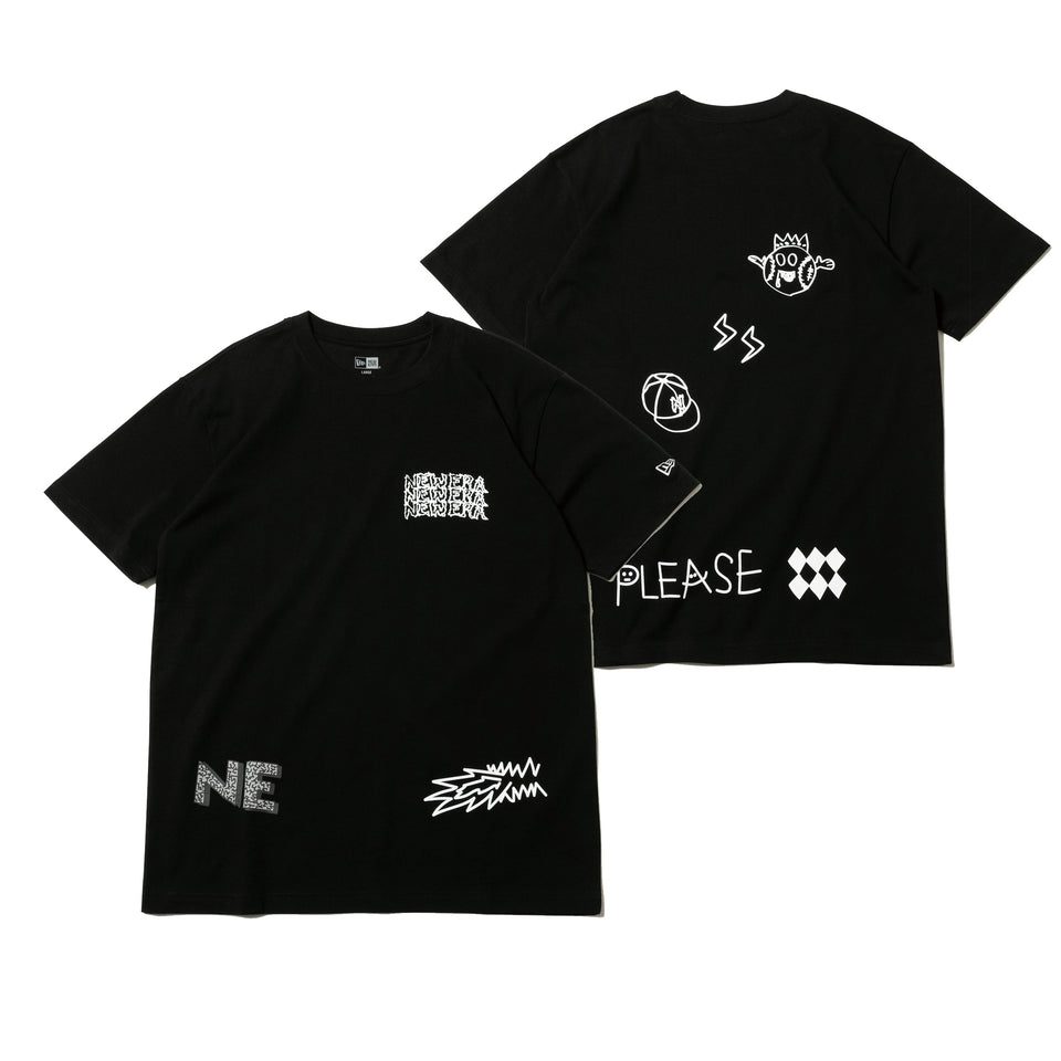 半袖 コットン Tシャツ オールオーバー マルチロゴ ブラック レギュラーフィット | NEW ERA ニューエラ公式オンラインストア