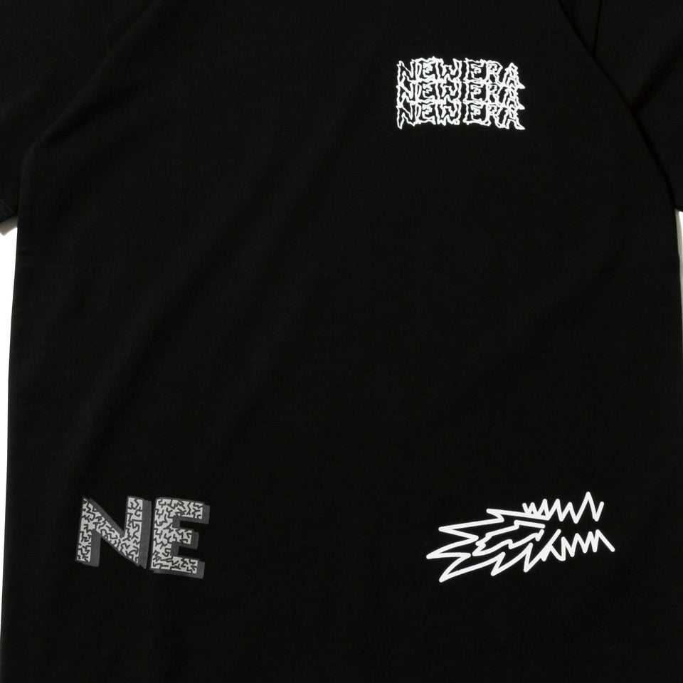半袖 コットン Tシャツ オールオーバー マルチロゴ ブラック レギュラーフィット | NEW ERA ニューエラ公式オンラインストア