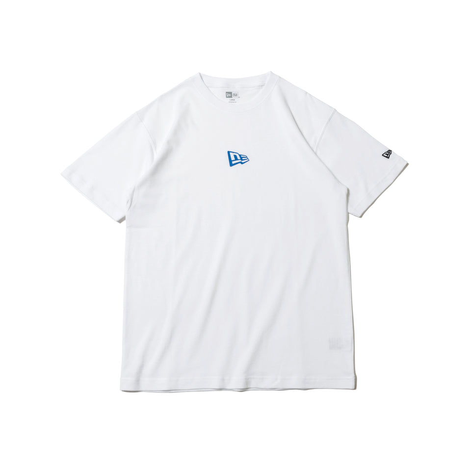 半袖 コットン Tシャツ フラッグロゴミニ ホワイト × ブルー レギュラーフィット