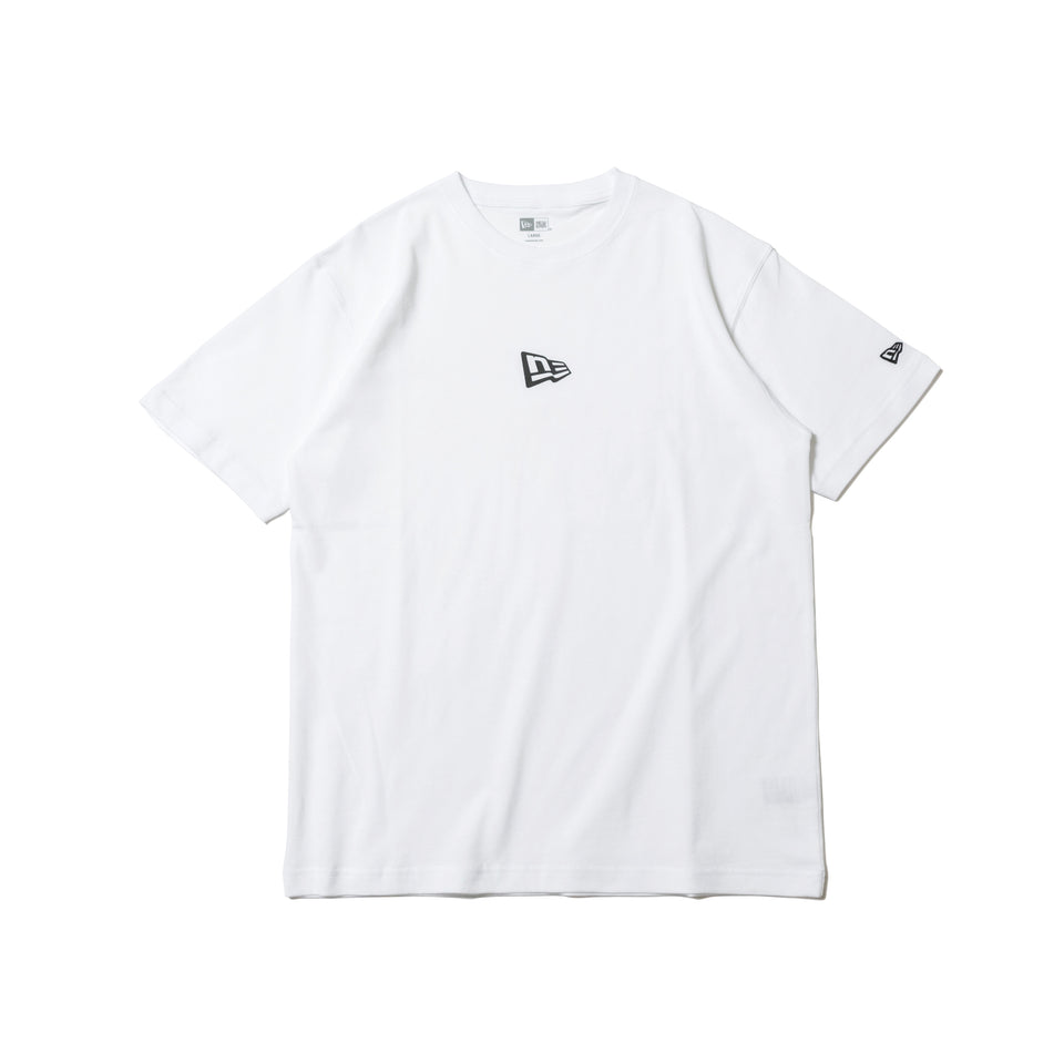 半袖 コットン Tシャツ フラッグロゴミニ ホワイト × ブラック レギュラーフィット