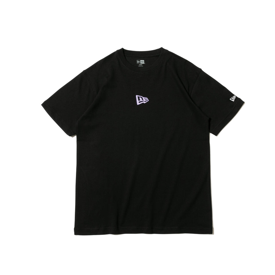 半袖 コットン Tシャツ フラッグロゴミニ ブラック × ライトパープル レギュラーフィット
