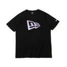 半袖 コットン Tシャツ フラッグロゴ ブラック × ライトパープル レギュラーフィット