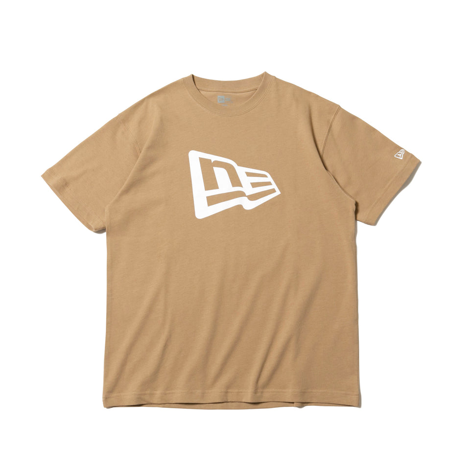半袖 コットン Tシャツ フラッグロゴ ベージュ × ホワイト レギュラーフィット