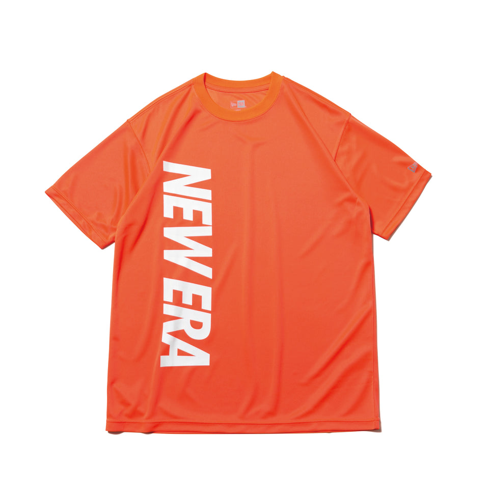 半袖 テック Tシャツ バーチカルロゴ NEW ERA ネオンレッド 【 Performance Apparel 】