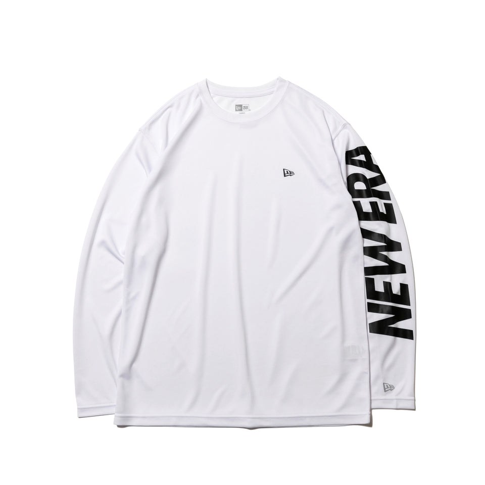 長袖 テックTシャツ スリーブロゴ ホワイト × ブラック 【 Performance Apparel 】 