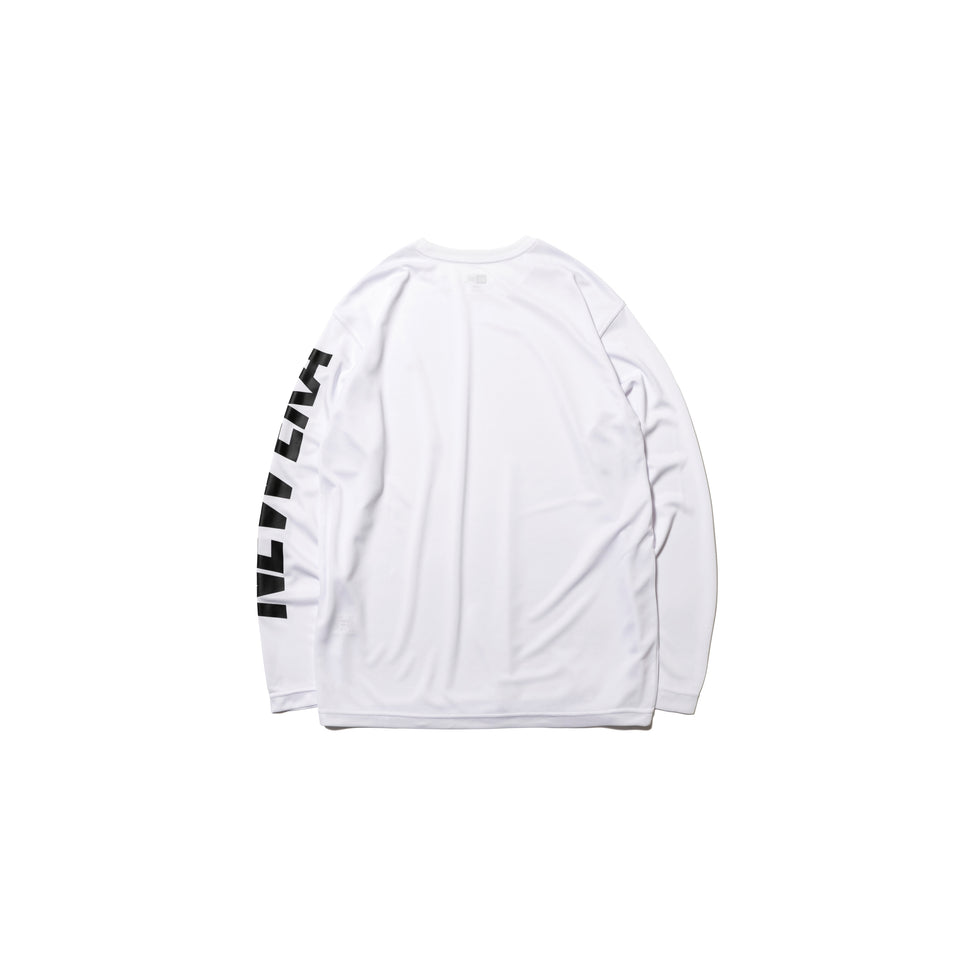 長袖 テックTシャツ スリーブロゴ ホワイト × ブラック 【 Performance Apparel 】 
