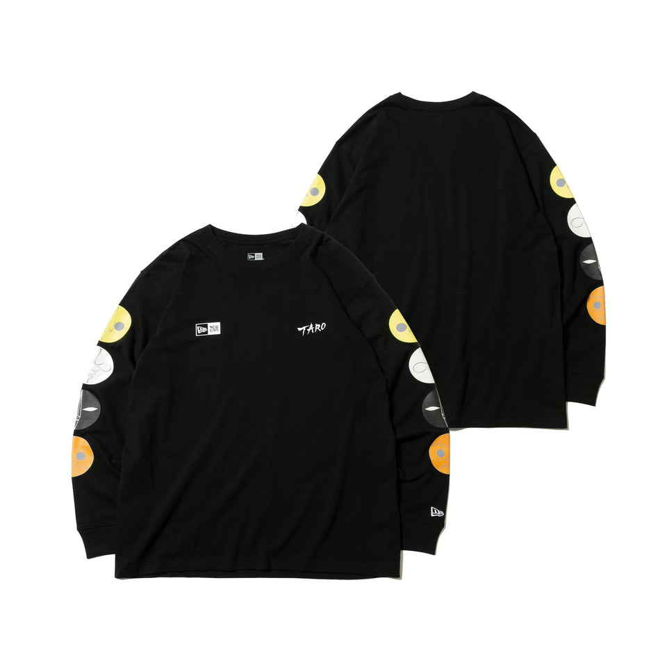 長袖 コットン Tシャツ Taro Okamoto 岡本太郎 太陽の塔 マルチ ブラック リラックスフィット