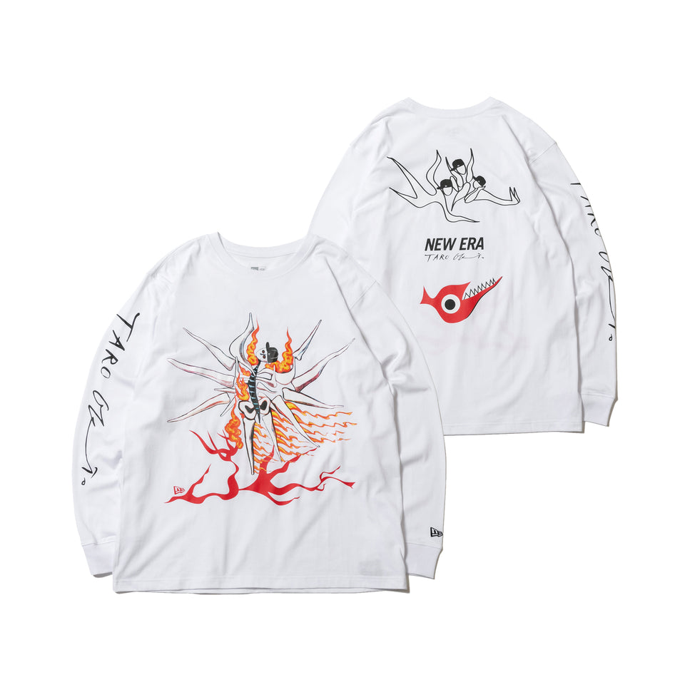 長袖 コットン Tシャツ Taro Okamoto 岡本太郎 明日の神話 ホワイト リラックスフィット