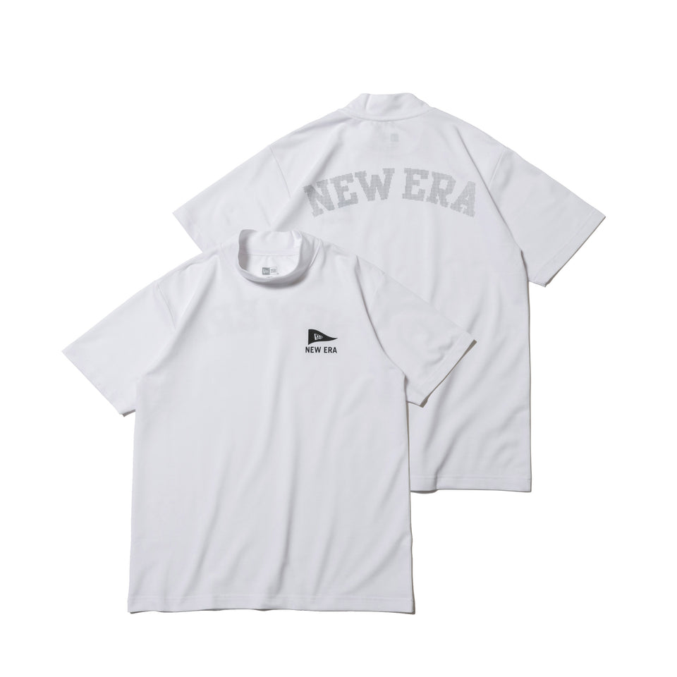 【ゴルフ】 半袖 パフォーマンス ミドルネック Tシャツ ピンフラッグロゴ アーチロゴ ホワイト レギュラーフィット