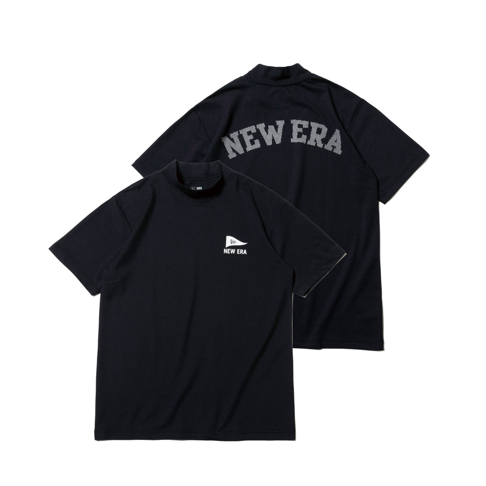 【ゴルフ】 半袖 パフォーマンス ミドルネック Tシャツ ピンフラッグロゴ アーチロゴ ネイビー レギュラーフィット