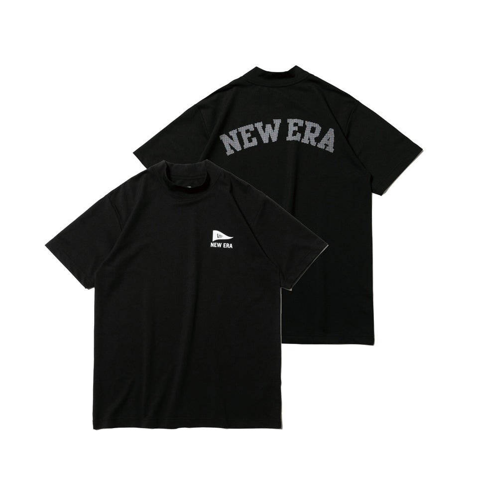 【ゴルフ】 半袖 パフォーマンス ミドルネック Tシャツ ピンフラッグロゴ アーチロゴ ブラック レギュラーフィット