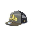 9FORTY A-Frame トラッカー ショートバイザー フルメッシュ マウンテンロゴ オリーブ × ムーンビーム | NEW ERA ニューエラ公式オンラインストア