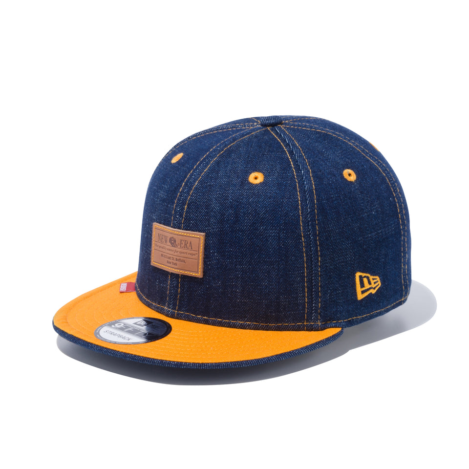 9FIFTY デニム レザーパッチ ゴールデンピーチバイザー