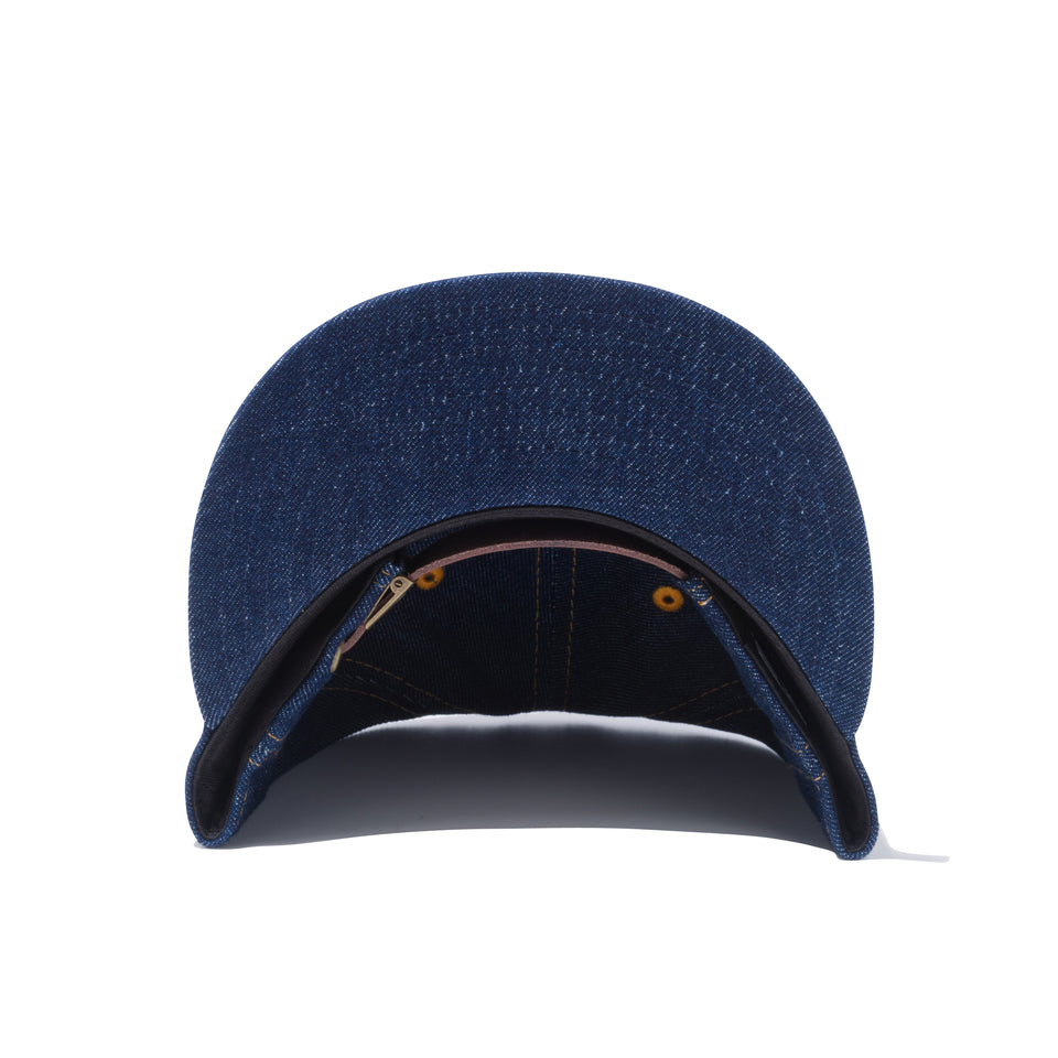 9FIFTY デニム レザーパッチ ゴールデンピーチバイザー