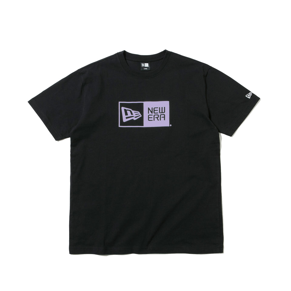 半袖 コットン Tシャツ ボックスロゴ ブラック × ライトパープル レギュラーフィット