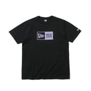 半袖 コットン Tシャツ ボックスロゴ ブラック × ライトパープル レギュラーフィット