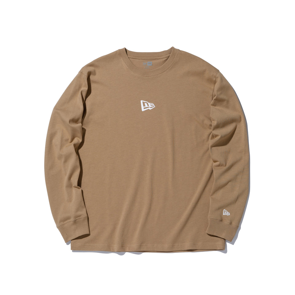 長袖 コットン Tシャツ ミニフラッグロゴ ベージュ レギュラーフィット