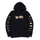 スウェット プルオーバーフーディー NEW ERA 100周年 マルチロゴ フロント ブラック × メタリックゴールド
