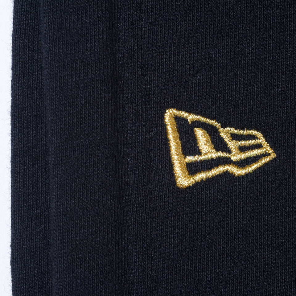 スウェット プルオーバーフーディー NEW ERA 100周年 マルチロゴ フロント ブラック × メタリックゴールド
