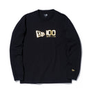 長袖 コットンTシャツ NEW ERA 100周年 マルチロゴ フロント ブラック × メタリックゴールド レギュラーフィット